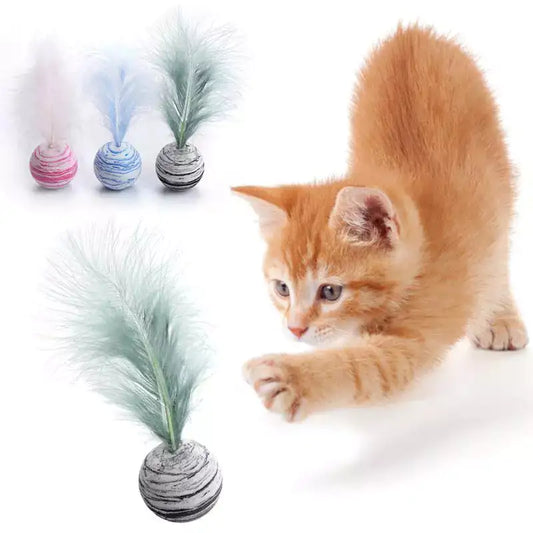 Pelota de Juguete con Plumas para Gato
